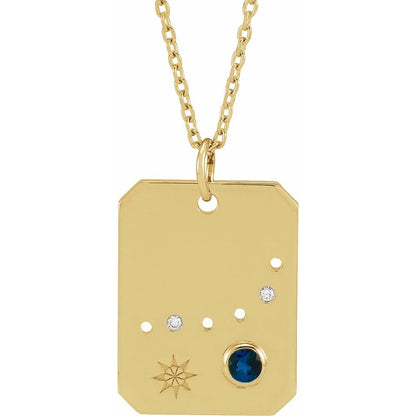 14K Gold .01 CTW Natural Diamond  and Stone Constellation 16-18" Necklace