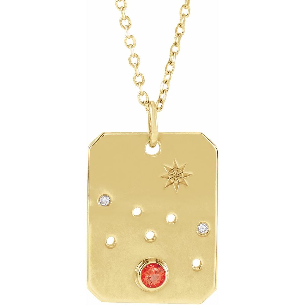 14K Gold .01 CTW Natural Diamond  and Stone Constellation 16-18" Necklace