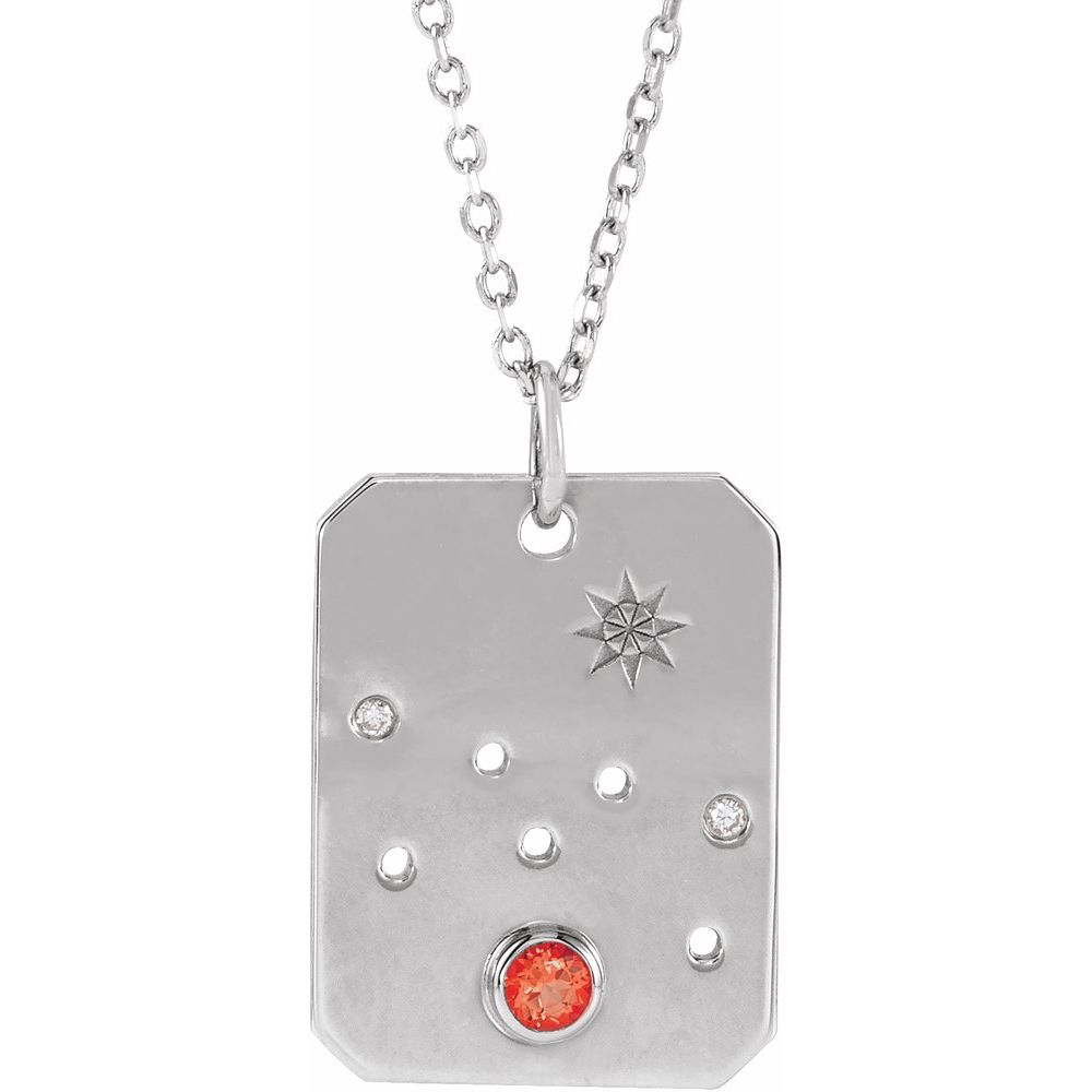 Sterling Silver .01 CTW Natural Diamond  and Stone Constellation 16-18" Necklace
