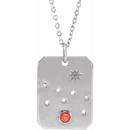 Sterling Silver .01 CTW Natural Diamond  and Stone Constellation 16-18" Necklace