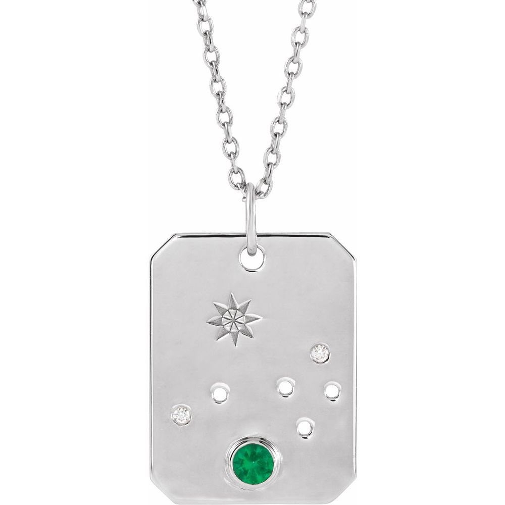 Sterling Silver .01 CTW Natural Diamond  and Stone Constellation 16-18" Necklace