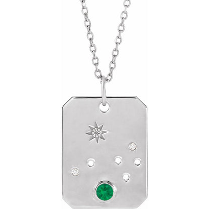 Sterling Silver .01 CTW Natural Diamond  and Stone Constellation 16-18" Necklace