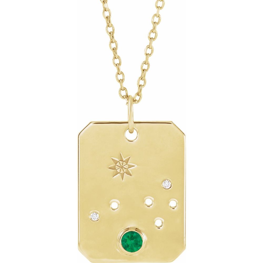 14K Gold .01 CTW Natural Diamond  and Stone Constellation 16-18" Necklace