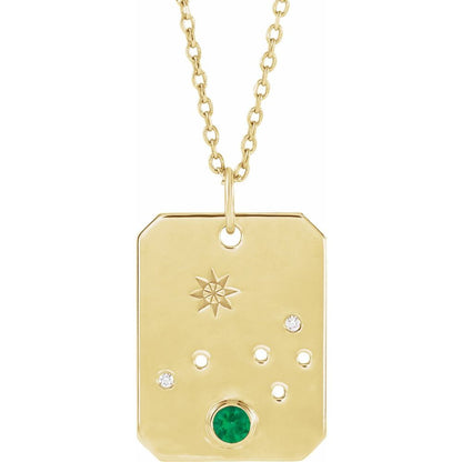 14K Gold .01 CTW Natural Diamond  and Stone Constellation 16-18" Necklace