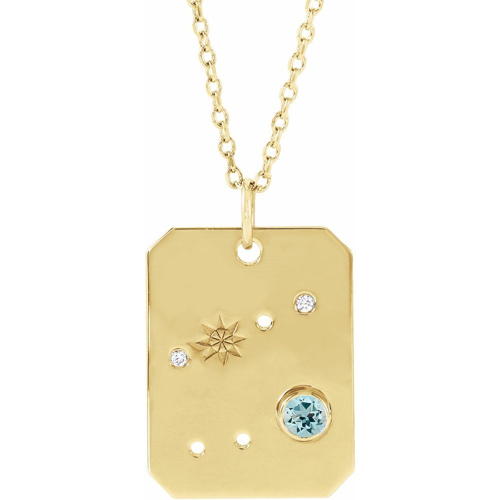 14K Gold .01 CTW Natural Diamond  and Stone Constellation 16-18" Necklace