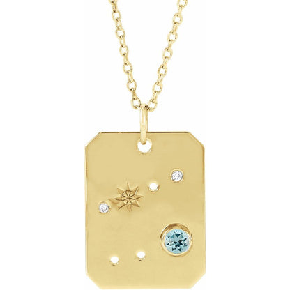 14K Gold .01 CTW Natural Diamond  and Stone Constellation 16-18" Necklace