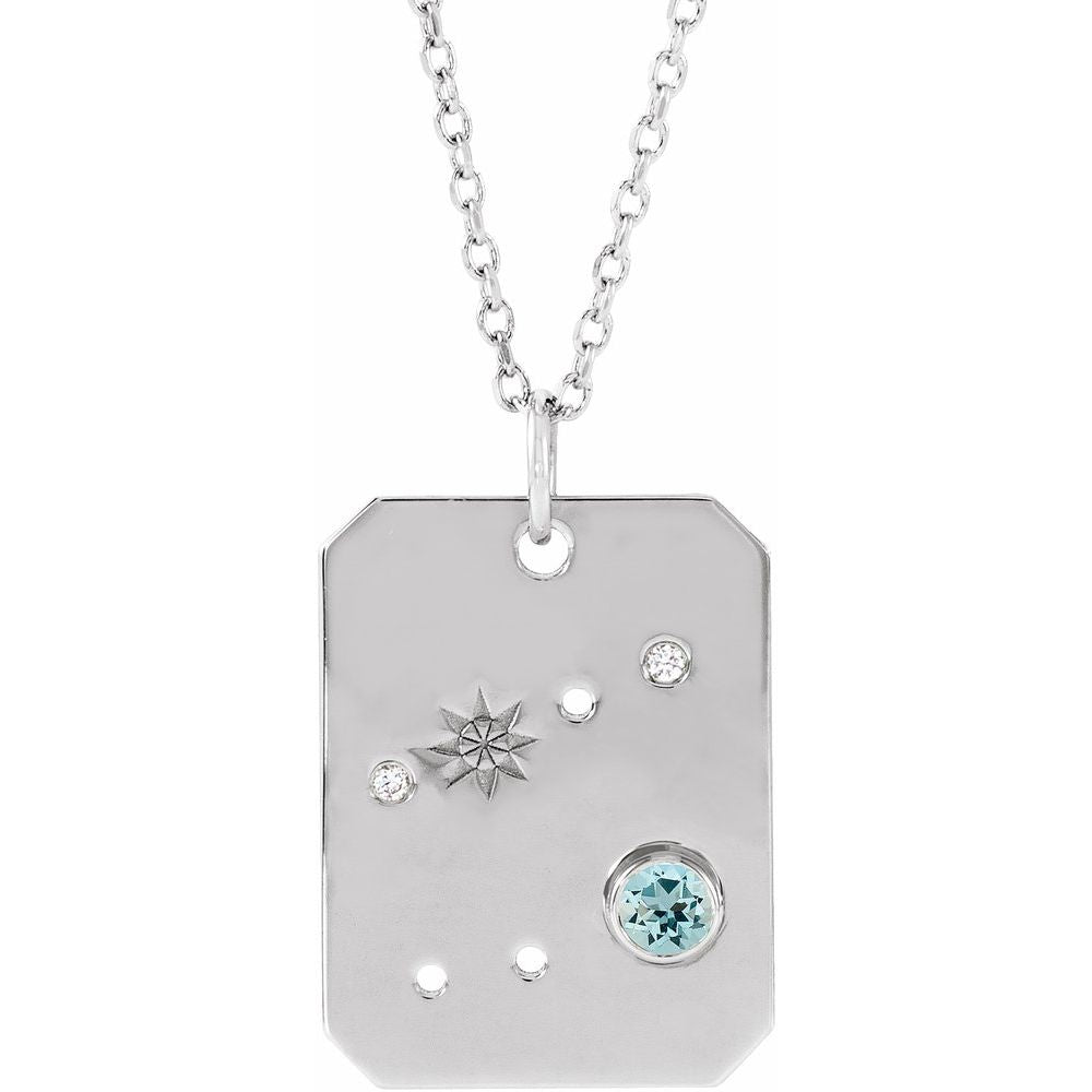 Sterling Silver .01 CTW Natural Diamond  and Stone Constellation 16-18" Necklace