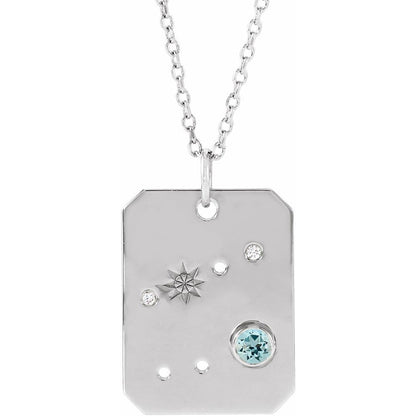 Sterling Silver .01 CTW Natural Diamond  and Stone Constellation 16-18" Necklace