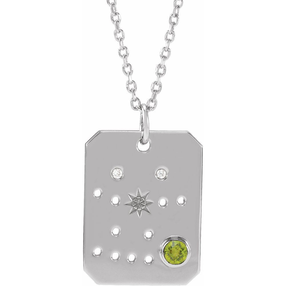Sterling Silver .01 CTW Natural Diamond  and Stone Constellation 16-18" Necklace