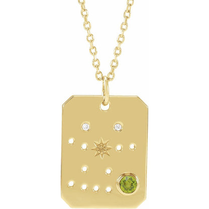 14K Gold .01 CTW Natural Diamond  and Stone Constellation 16-18" Necklace