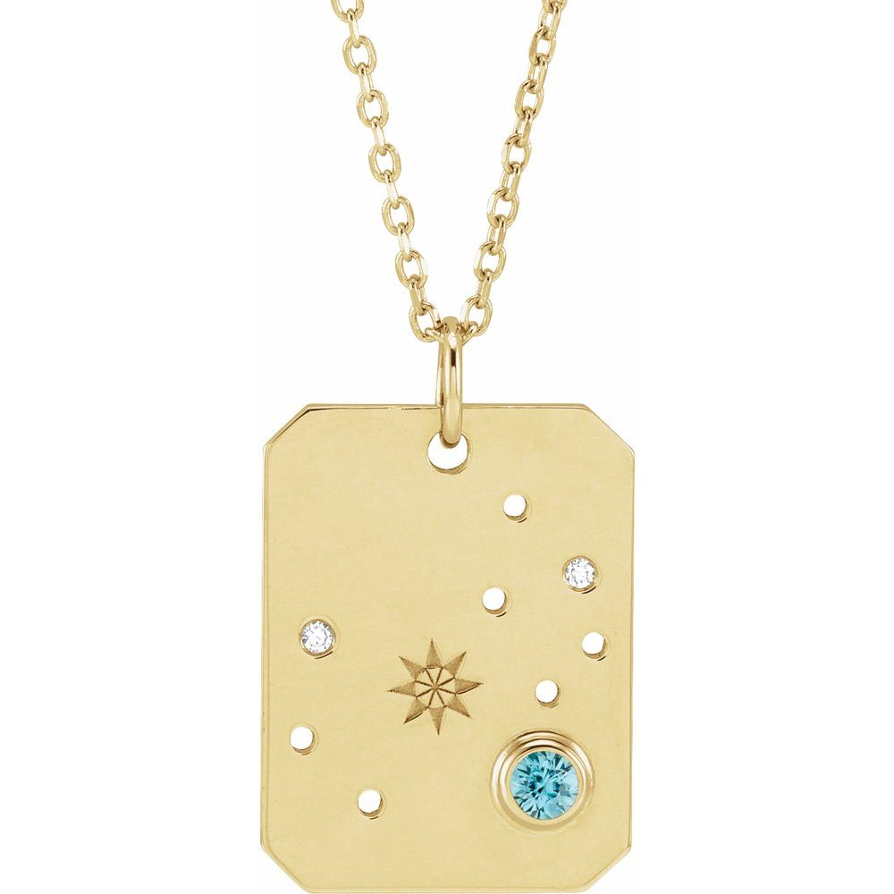 14K Gold .01 CTW Natural Diamond  and Stone Constellation 16-18" Necklace