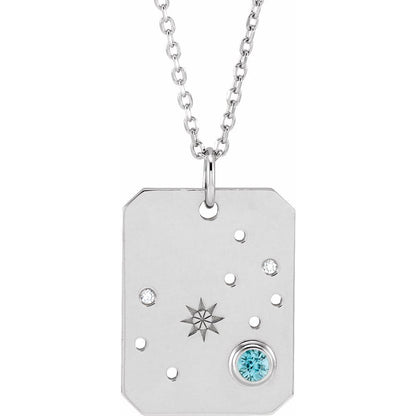 Sterling Silver .01 CTW Natural Diamond  and Stone Constellation 16-18" Necklace