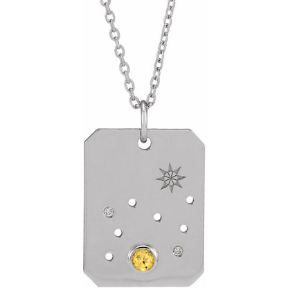 Sterling Silver .01 CTW Natural Diamond  and Stone Constellation 16-18" Necklace