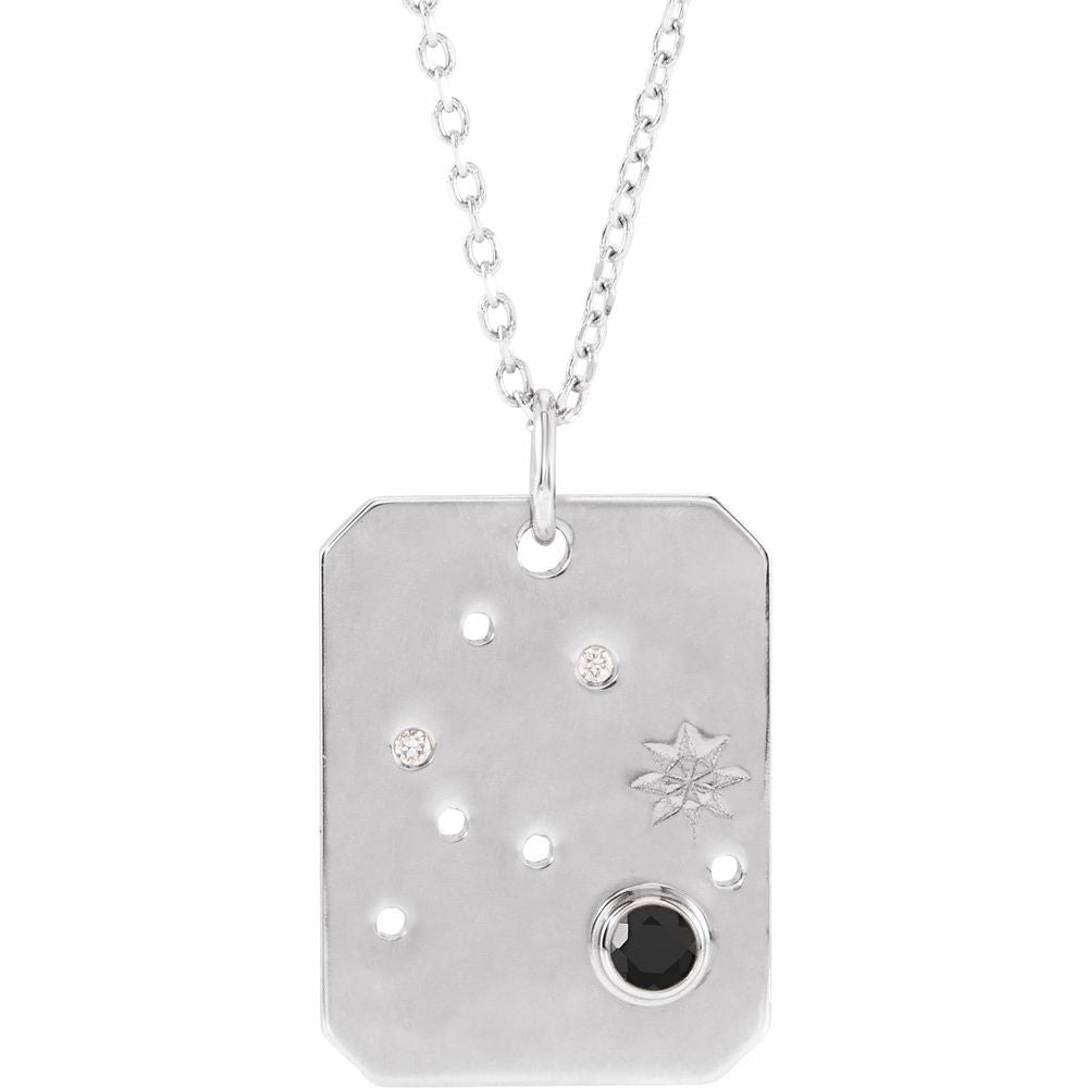 Sterling Silver .01 CTW Natural Diamond  and Stone Constellation 16-18" Necklace