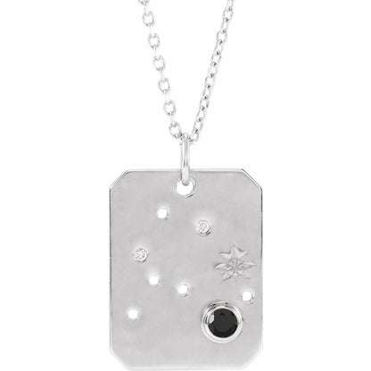 Sterling Silver .01 CTW Natural Diamond  and Stone Constellation 16-18" Necklace
