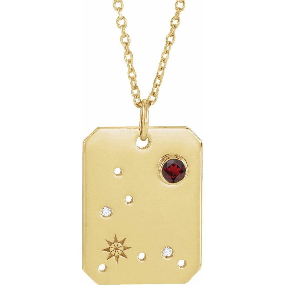 14K Gold .01 CTW Natural Diamond  and Stone Constellation 16-18" Necklace