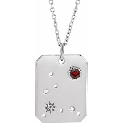Sterling Silver .01 CTW Natural Diamond  and Stone Constellation 16-18" Necklace