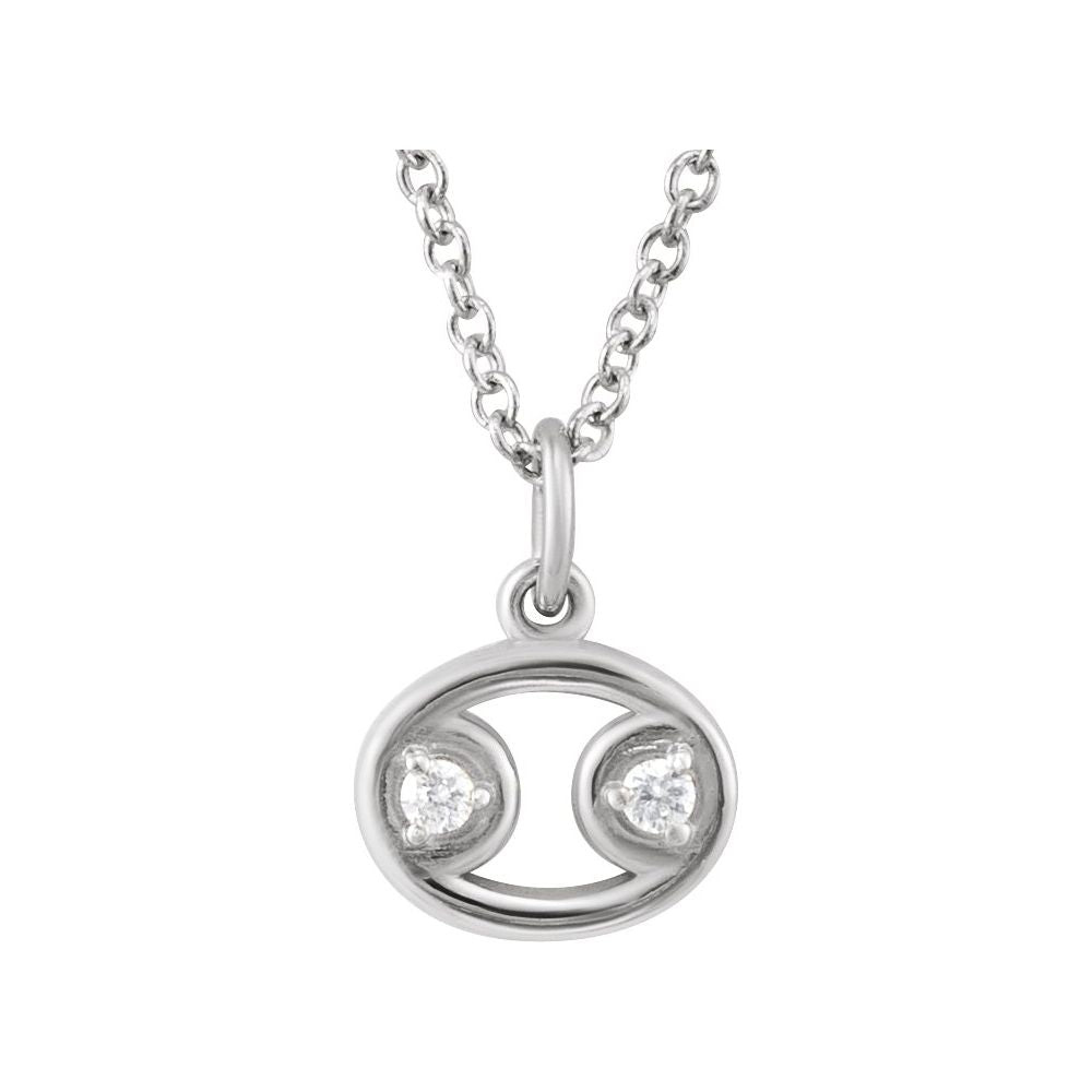 Sterling Silver .015 CT Natural Diamond Zodiac 16-18" Necklace