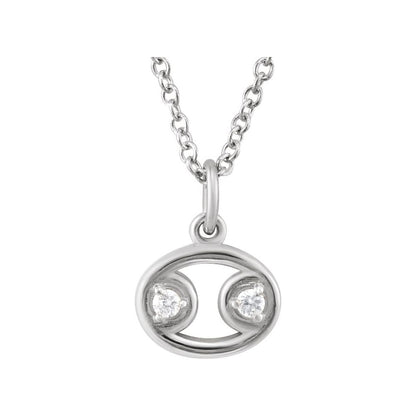 Sterling Silver .015 CT Natural Diamond Zodiac 16-18" Necklace