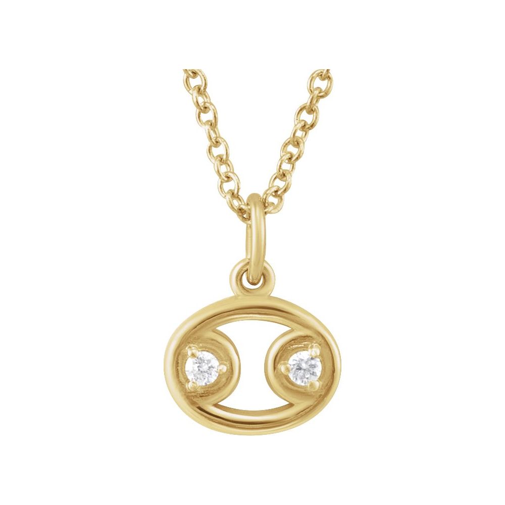 14K Gold .015 CT Natural Diamond Zodiac 16-18" Necklace