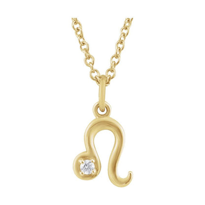 14K Gold .015 CT Natural Diamond Zodiac 16-18" Necklace