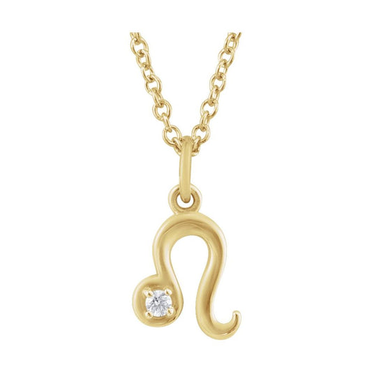 14K Gold .015 CT Natural Diamond Zodiac 16-18" Necklace