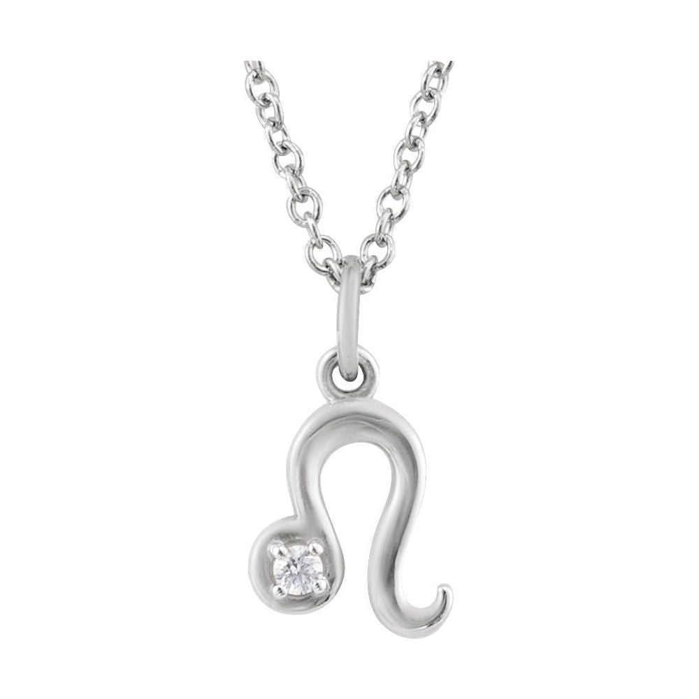 Sterling Silver .015 CT Natural Diamond Zodiac 16-18" Necklace