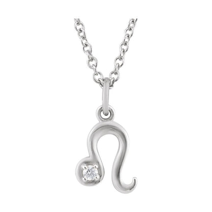 Sterling Silver .015 CT Natural Diamond Zodiac 16-18" Necklace