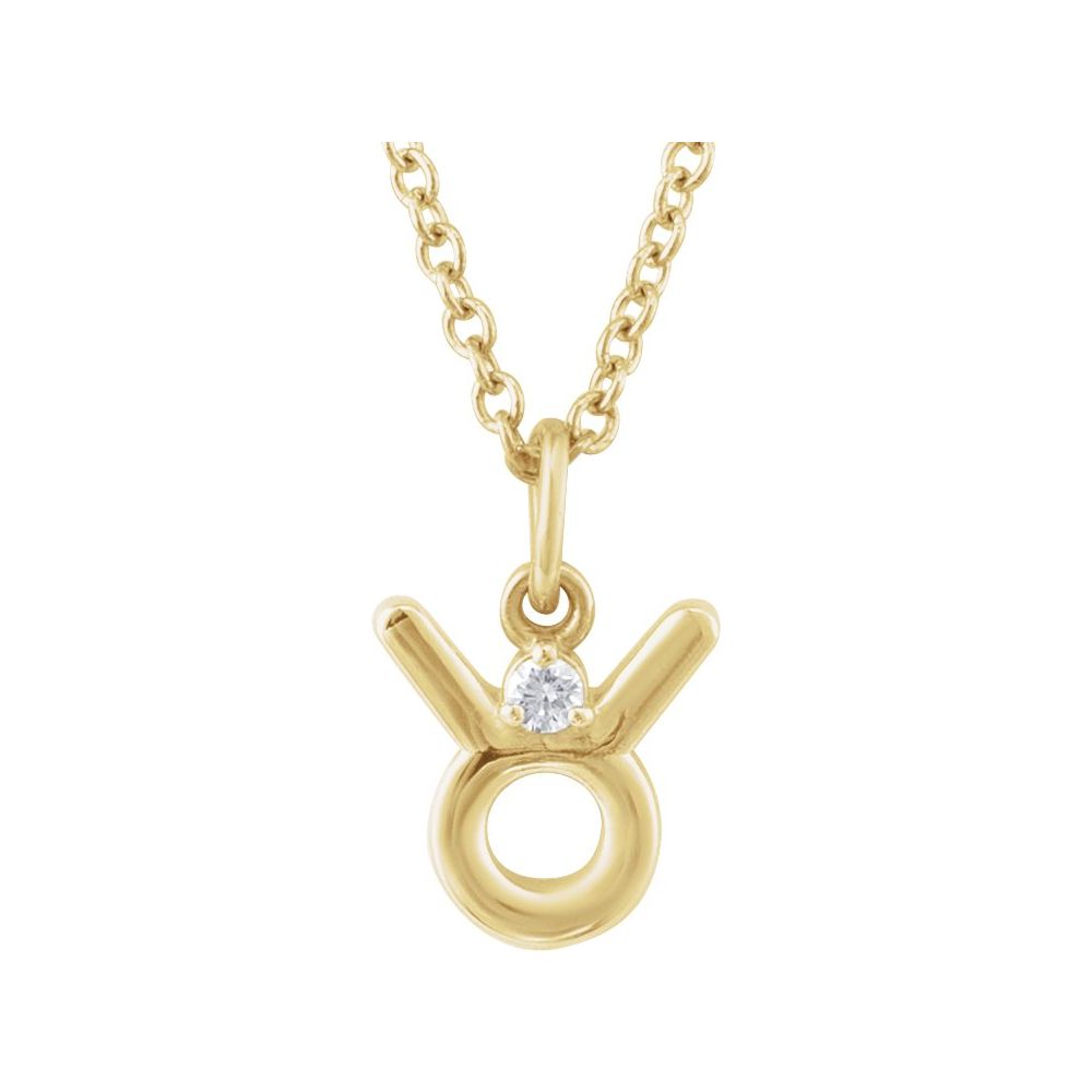 14K Gold .015 CT Natural Diamond Zodiac 16-18" Necklace