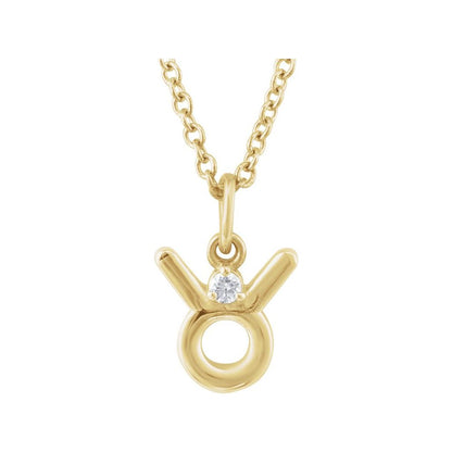 14K Gold .015 CT Natural Diamond Zodiac 16-18" Necklace