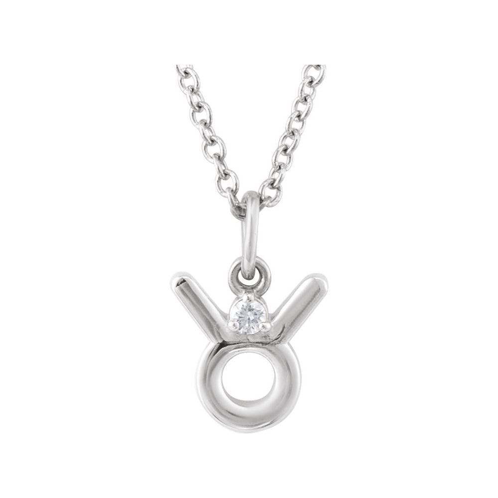 Sterling Silver .015 CT Natural Diamond Zodiac 16-18" Necklace