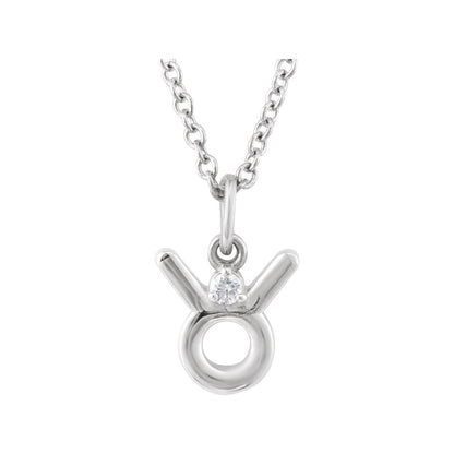 Sterling Silver .015 CT Natural Diamond Zodiac 16-18" Necklace