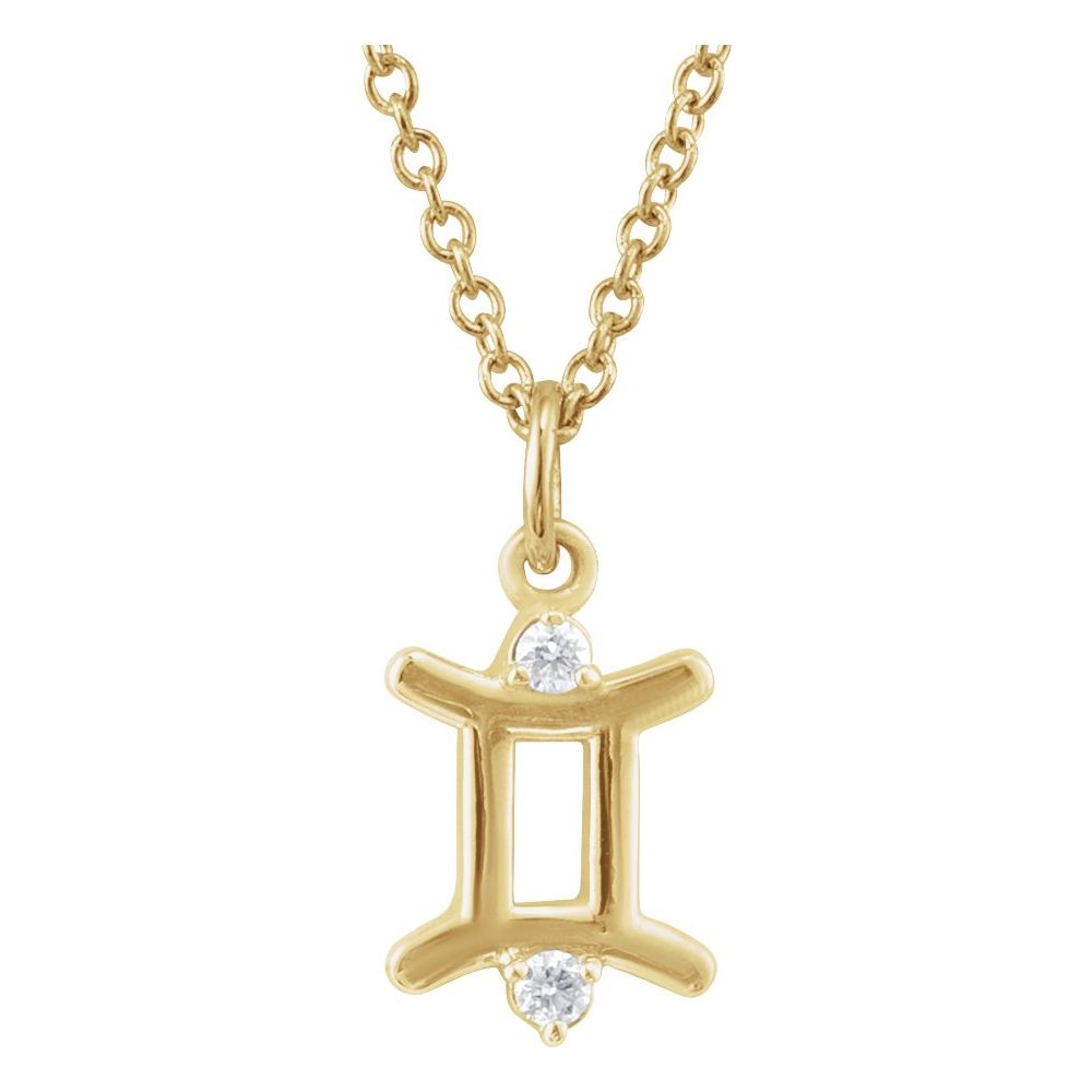 14K Gold .015 CT Natural Diamond Zodiac 16-18" Necklace