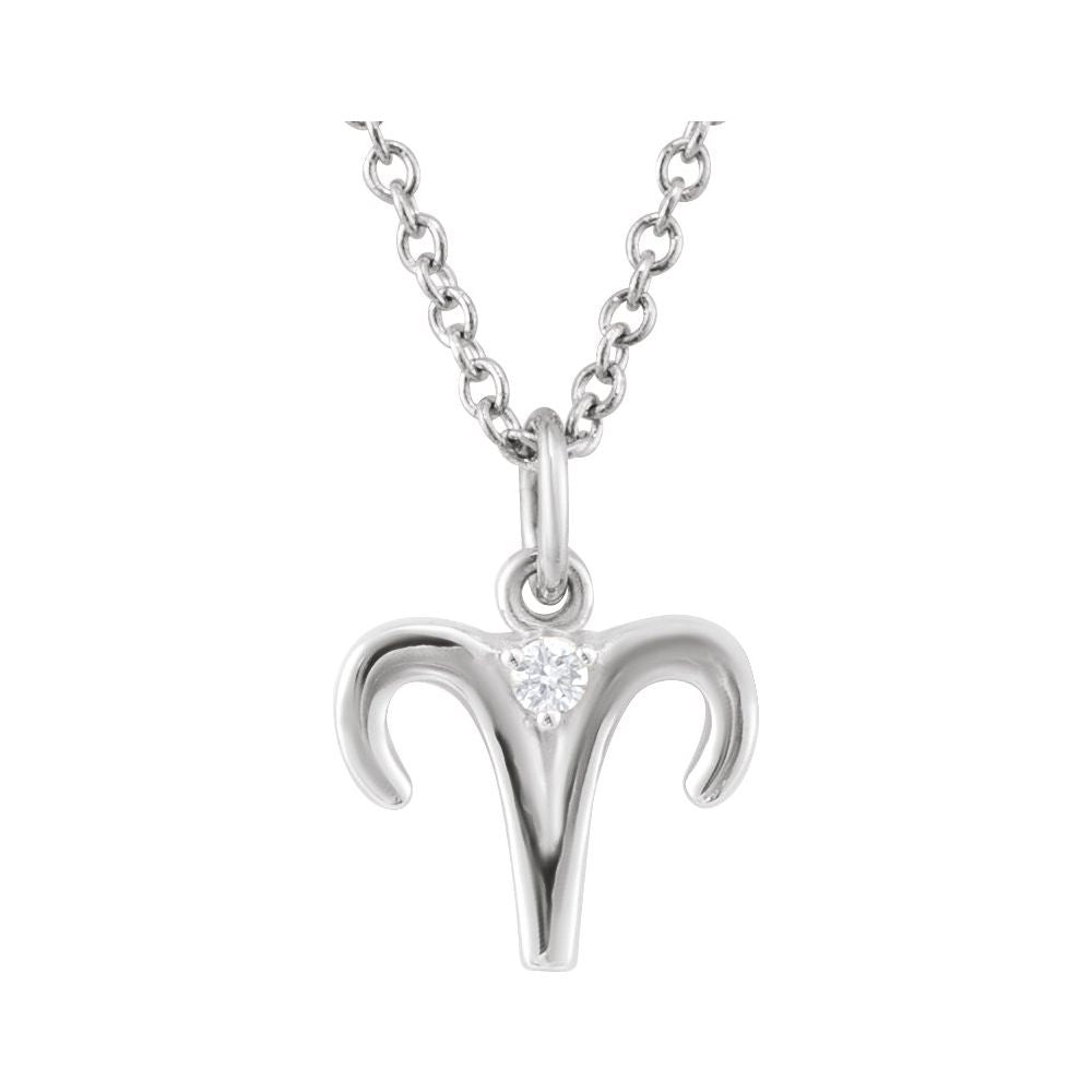 Sterling Silver .015 CT Natural Diamond Zodiac 16-18" Necklace