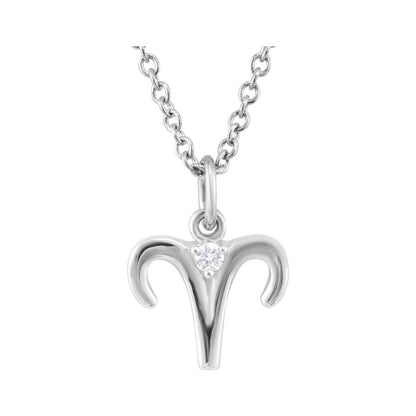 Sterling Silver .015 CT Natural Diamond Zodiac 16-18" Necklace