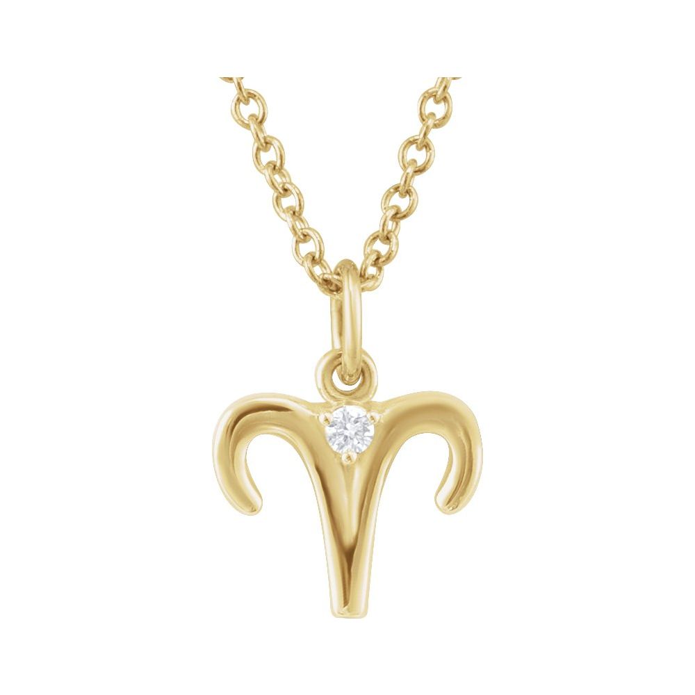 14K Gold .015 CT Natural Diamond Zodiac 16-18" Necklace