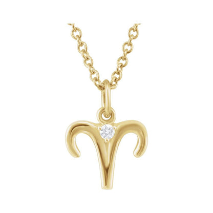 14K Gold .015 CT Natural Diamond Zodiac 16-18" Necklace