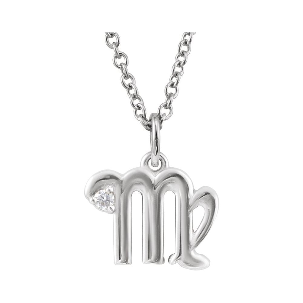 Sterling Silver .015 CT Natural Diamond Zodiac 16-18" Necklace