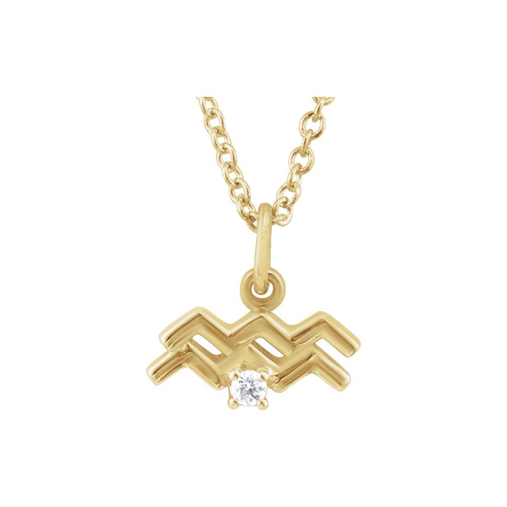 14K Gold .015 CT Natural Diamond Zodiac 16-18" Necklace