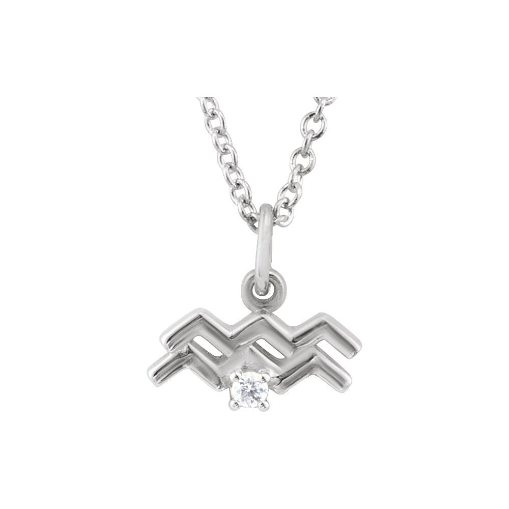 Sterling Silver .015 CT Natural Diamond Zodiac 16-18" Necklace
