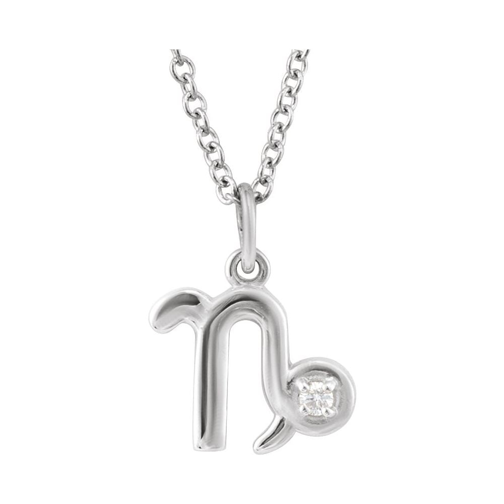 Sterling Silver .015 CT Natural Diamond Zodiac 16-18" Necklace