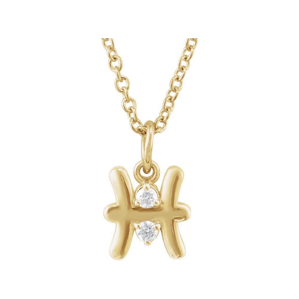 14K Gold .015 CT Natural Diamond Zodiac 16-18" Necklace