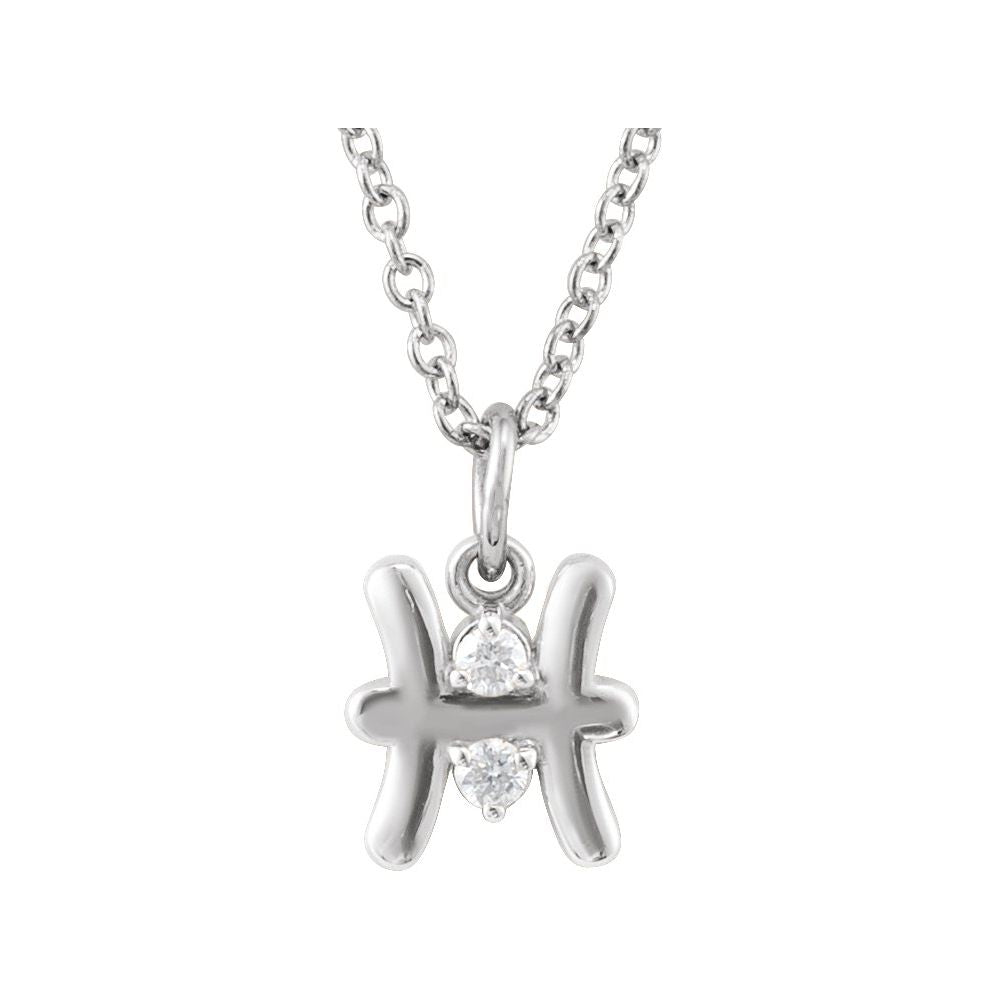 Sterling Silver .015 CT Natural Diamond Zodiac 16-18" Necklace