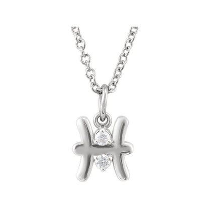 Sterling Silver .015 CT Natural Diamond Zodiac 16-18" Necklace