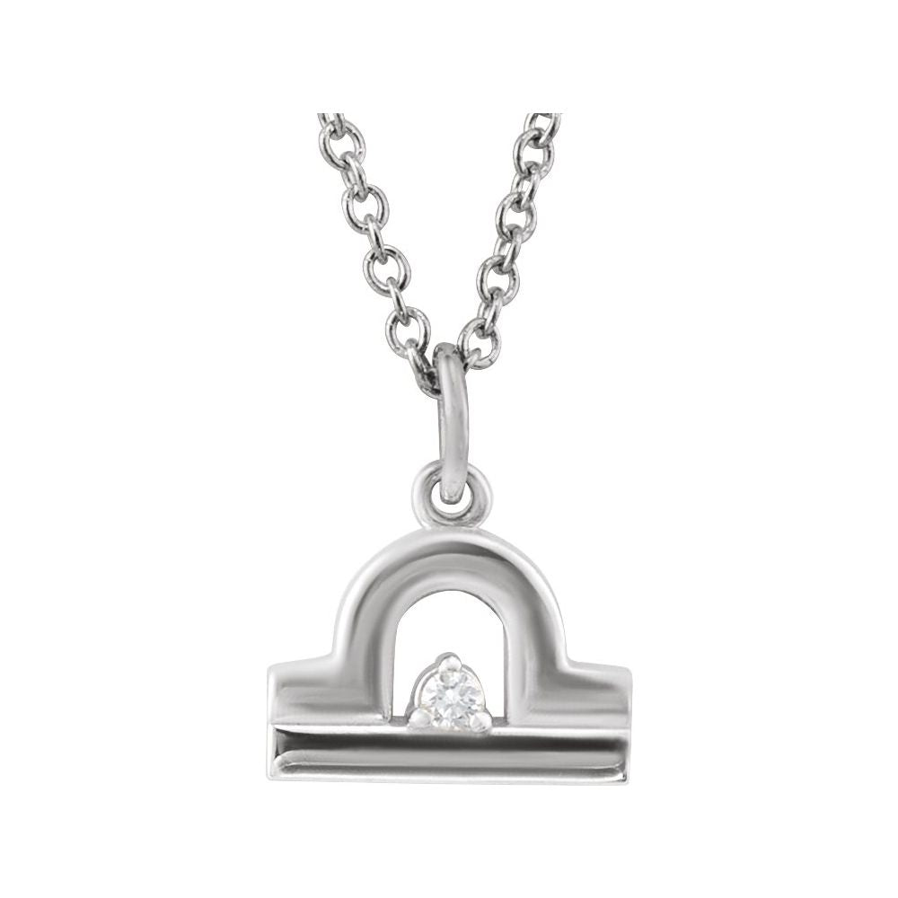 Sterling Silver .015 CT Natural Diamond Zodiac 16-18" Necklace