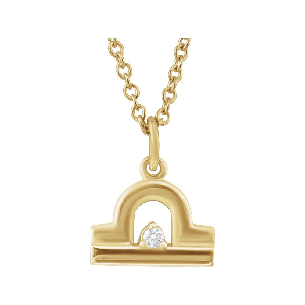 14K Gold .015 CT Natural Diamond Zodiac 16-18" Necklace