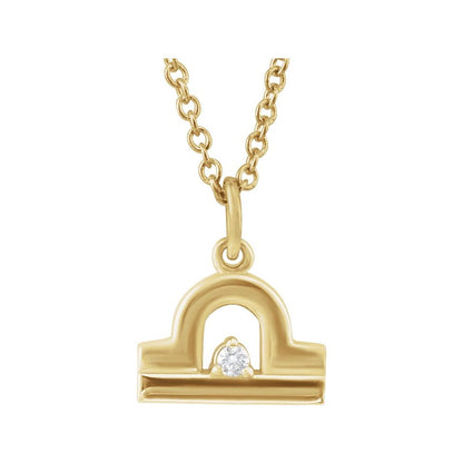 14K Gold .015 CT Natural Diamond Zodiac 16-18" Necklace