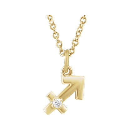 14K Gold .015 CT Natural Diamond Zodiac 16-18" Necklace