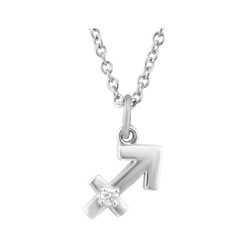 Sterling Silver .015 CT Natural Diamond Zodiac 16-18" Necklace