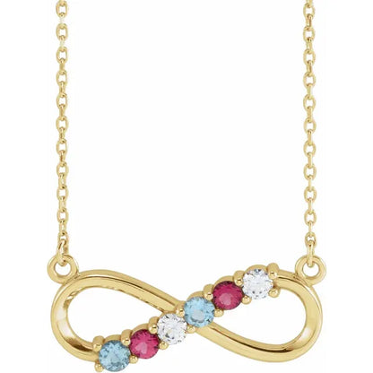14K Yellow Gold Infinity Inspired Family Birthstone Necklace with 18" chain